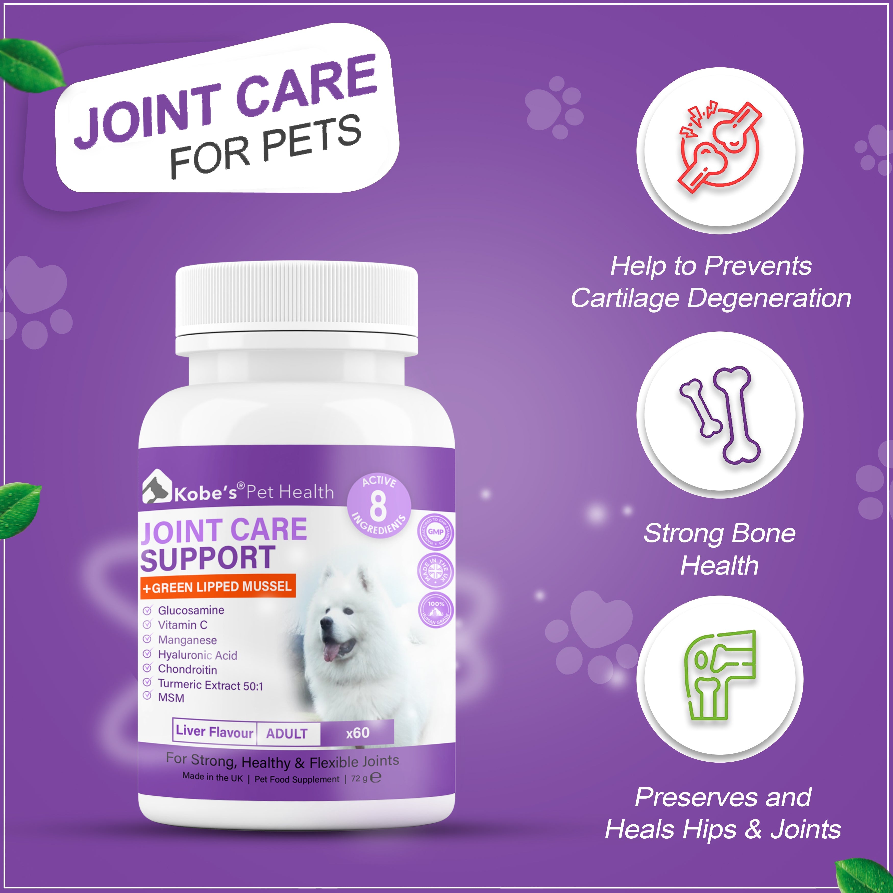 Pet joint Supplement | supplements for joints in dogs | Joint health care for dogs - 60 Tablets (Trial)